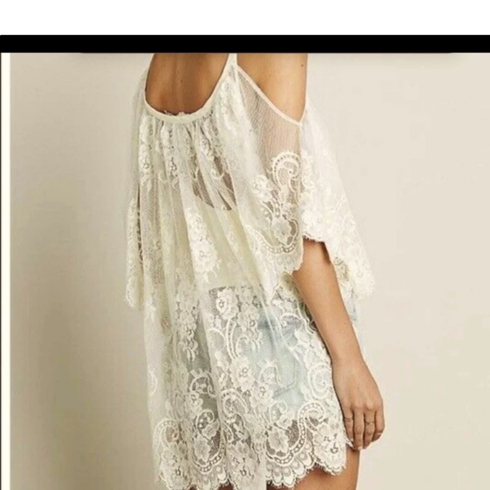 Jen’s Pirate Booty for Free People cold shoulder mini dress sizeXS/S sheer lace
